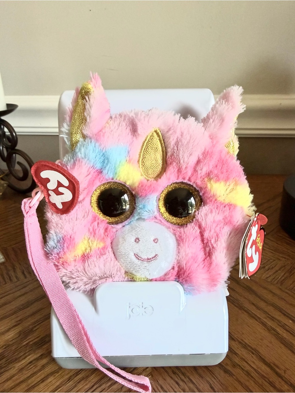 🎅🏻 SALE Ty NWT FANTASIA Pink Multicolor Unicorn Wristlet Coin Pouch Plush NWT